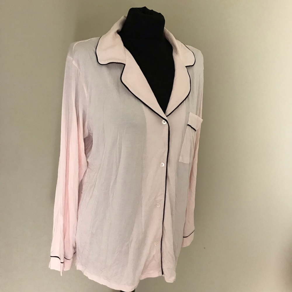 Eberjey Sorbet Pink/Black Pajama Top NWT - Picture 3 of 8